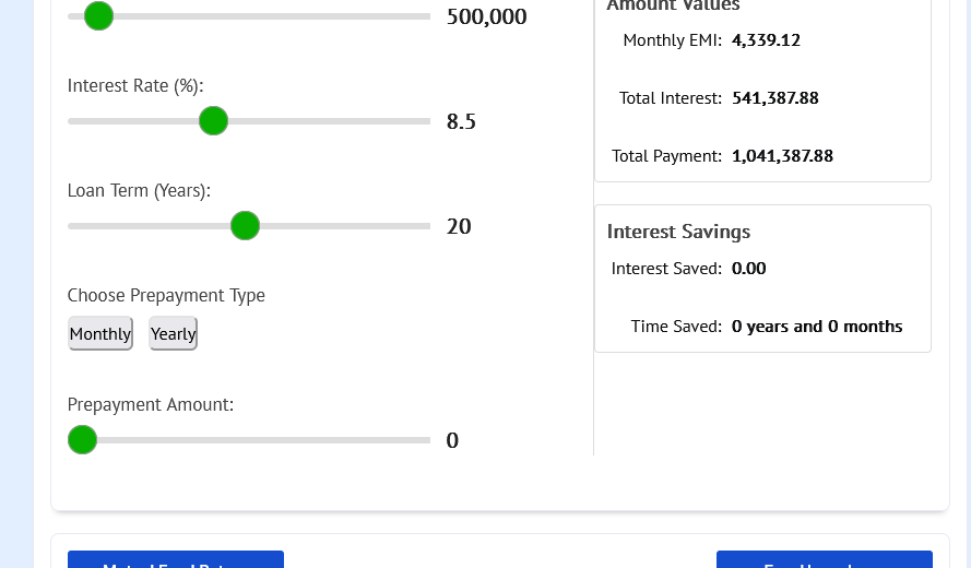 Free Home Loan Calculator with Prepayment 9x